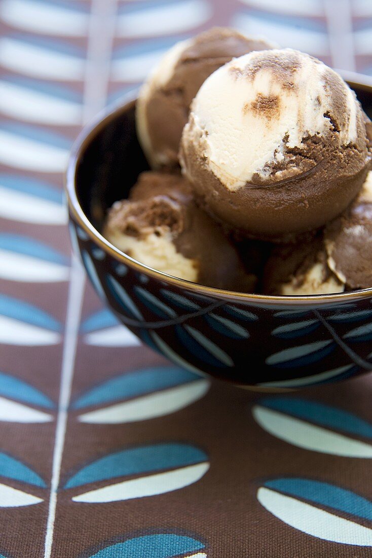 Scoops of Chocolate and Vanilla Ice Cream