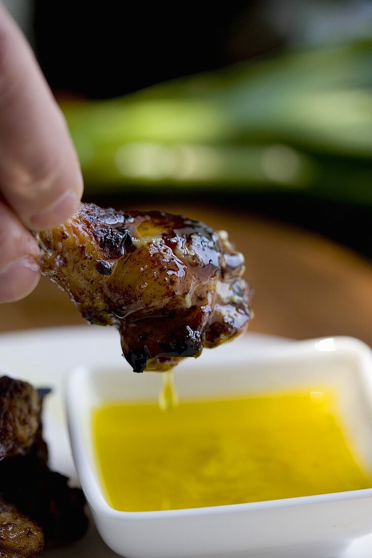 Broiled Chicken Wings with Green Garlic Aioli