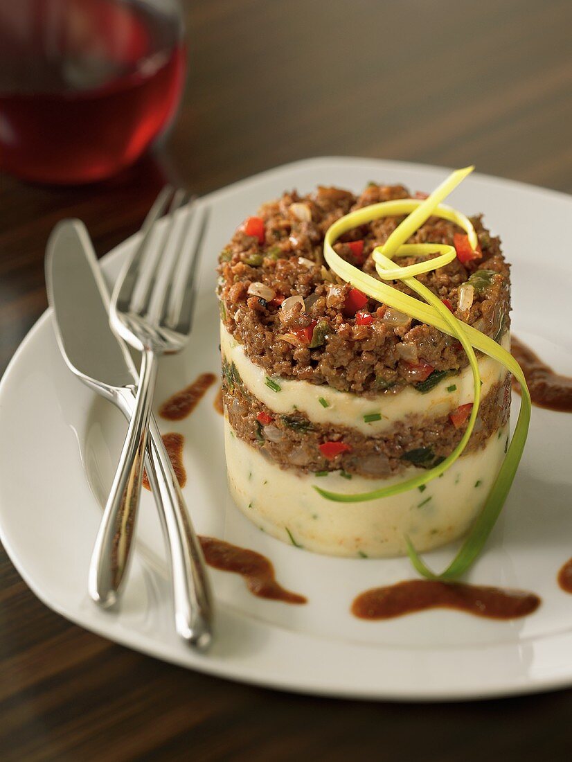 Ground Beef and Potato Timbale