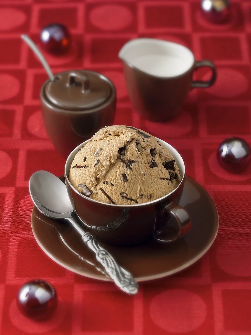 Coffee Chocolate Chip Ice Cream in a Mug
