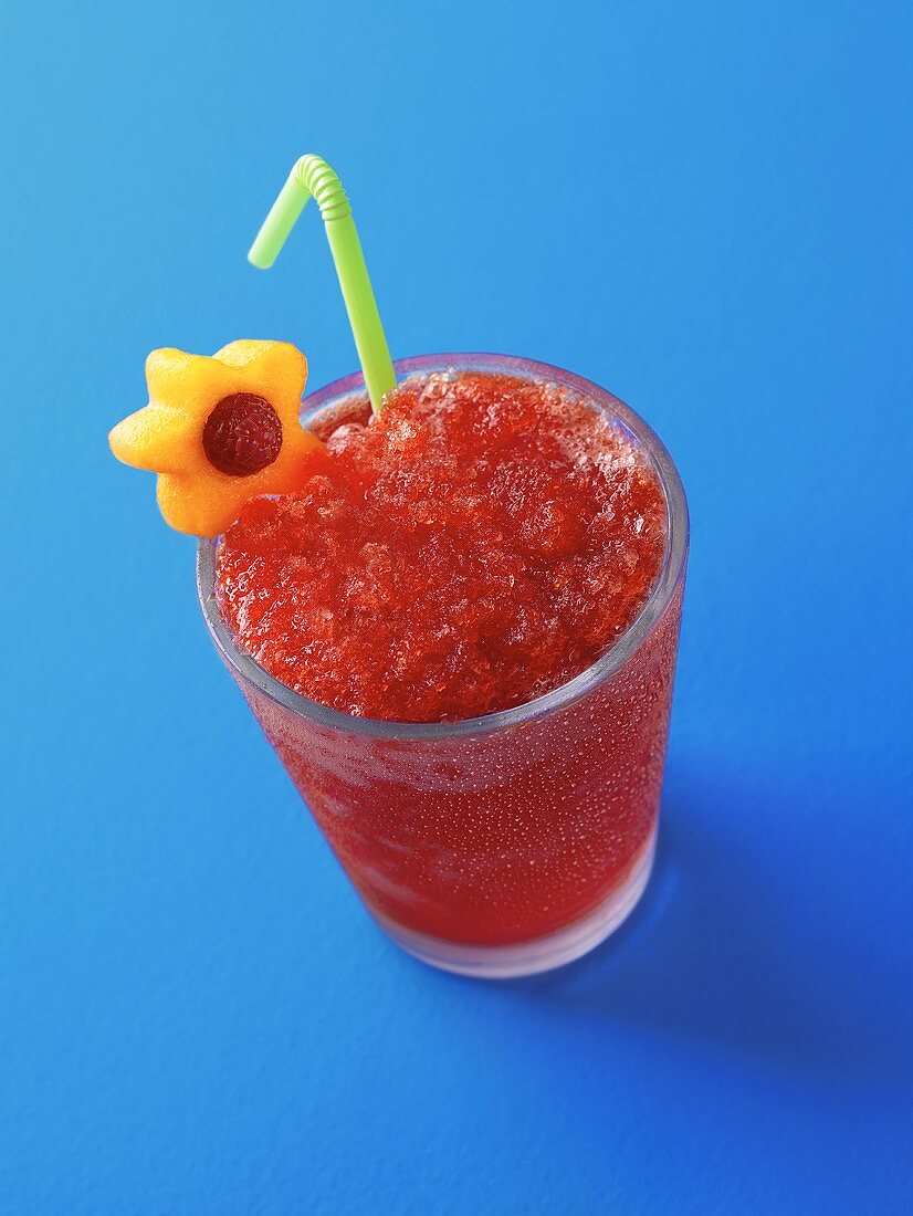 Fruit Slushie with a Straw