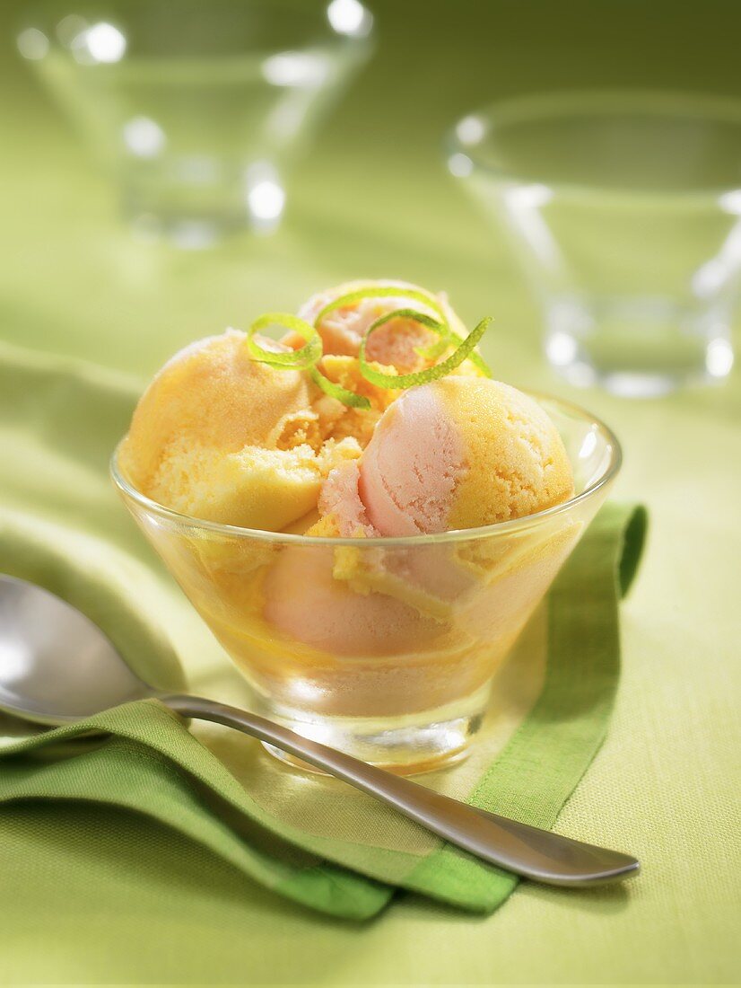 Glass Bowl of Sherbet Ice Cream