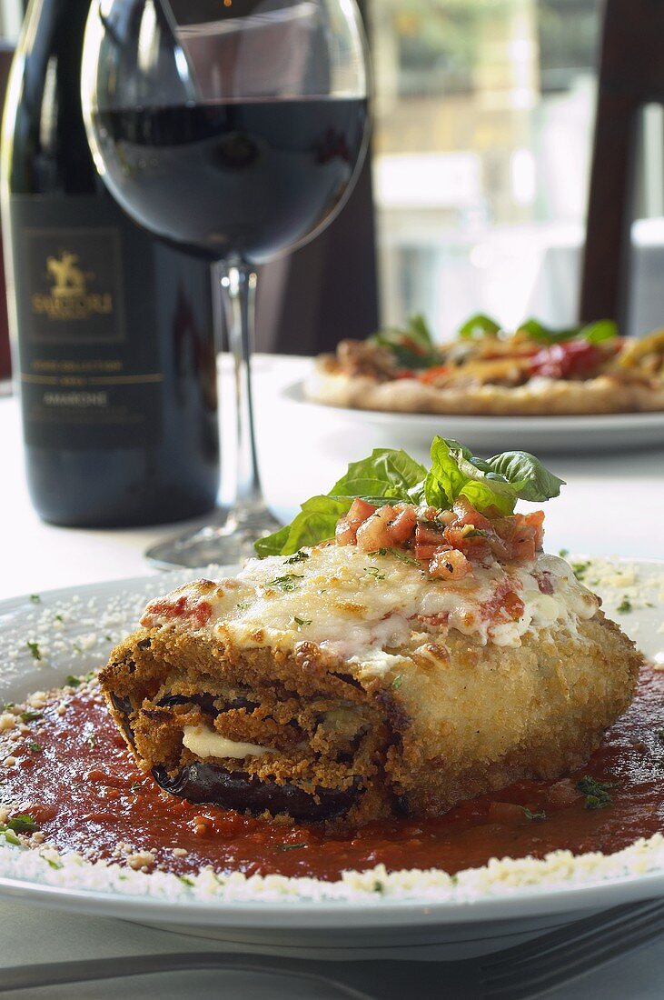 Fried Eggplant Rollatini; With Red Wine