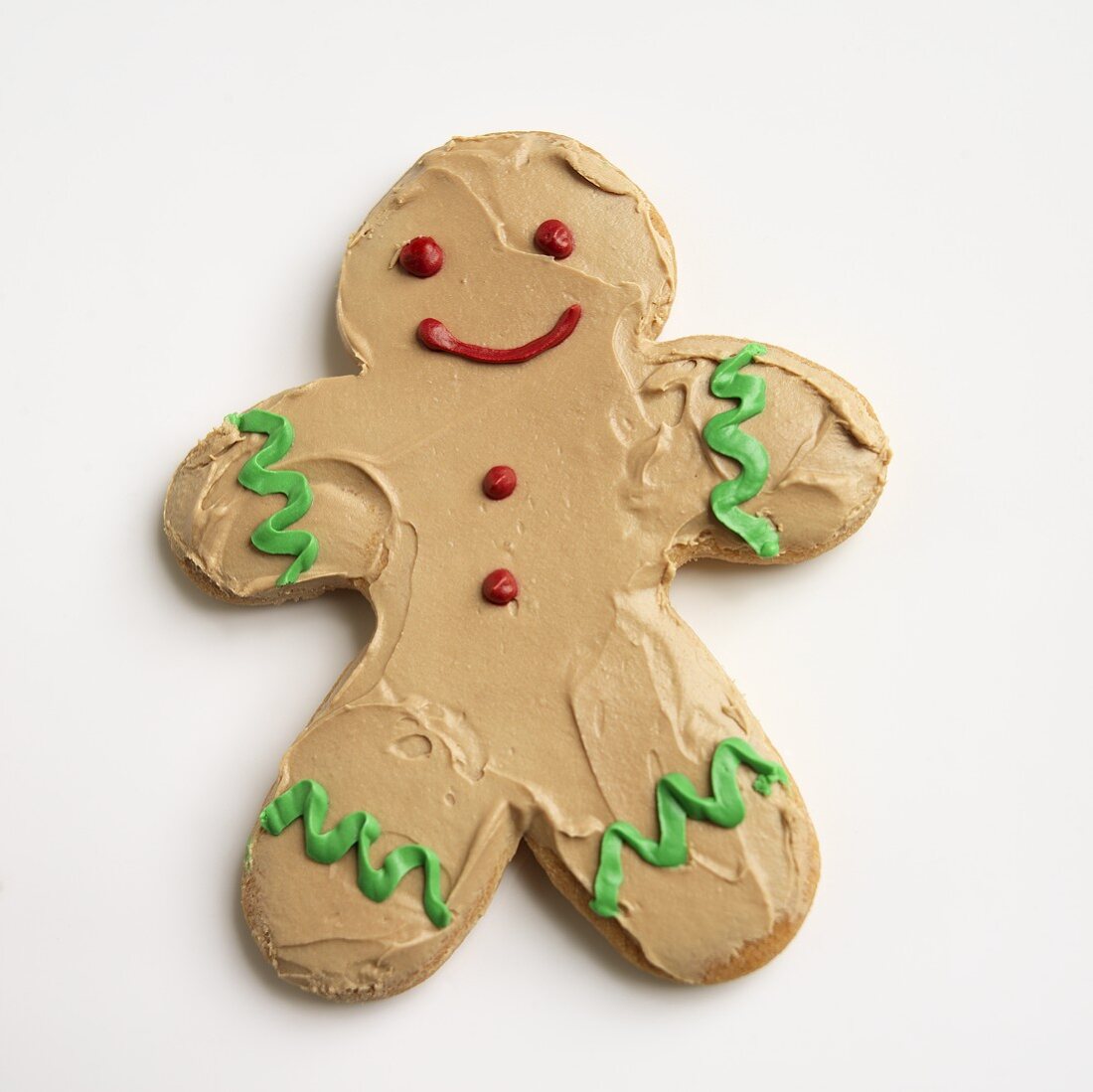 Frosted Gingerbread Man Cookie on White