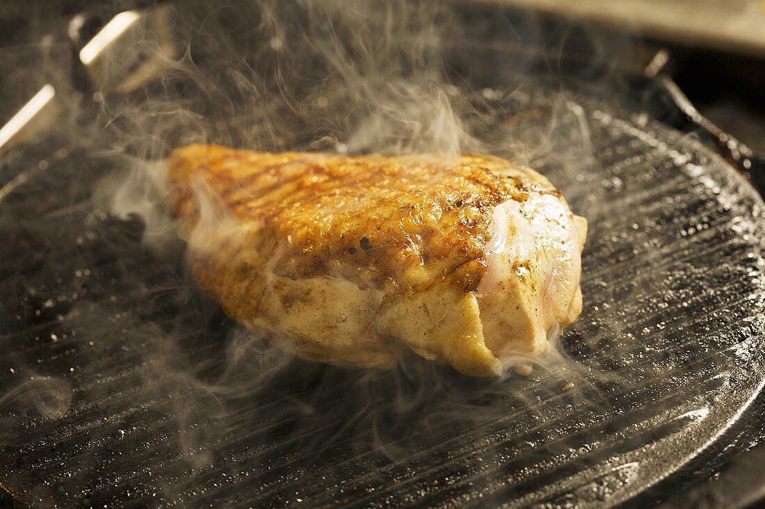 Chicken Breast on Grill Pan; Steaming