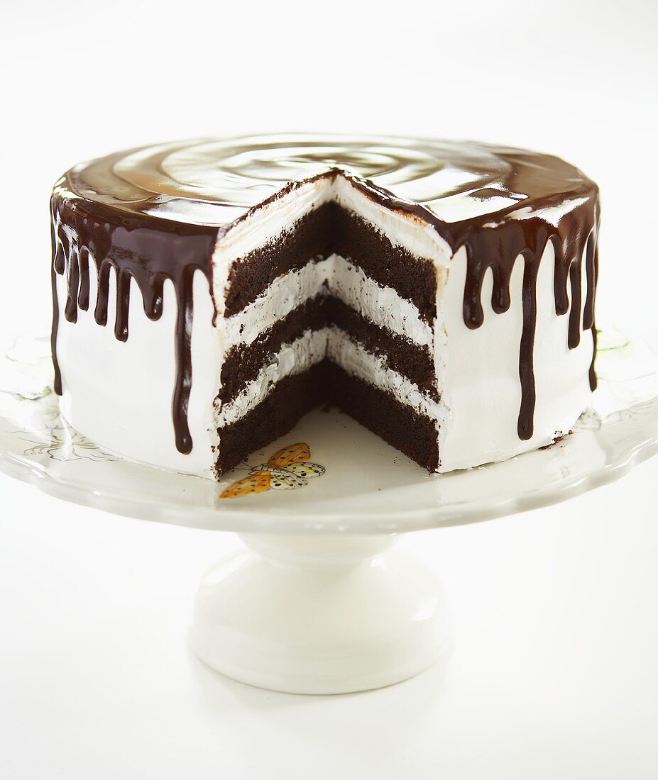 Moonshadow Cake with Slice Removed