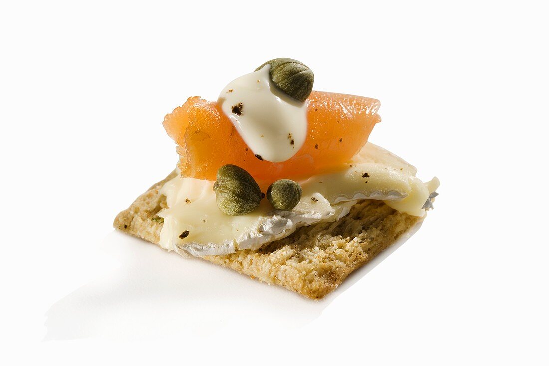 Salmon,Caper and Cheese Appetizer on Cracker
