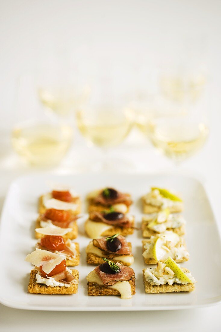 Platter of Hors D'Oeuvres; White Wine