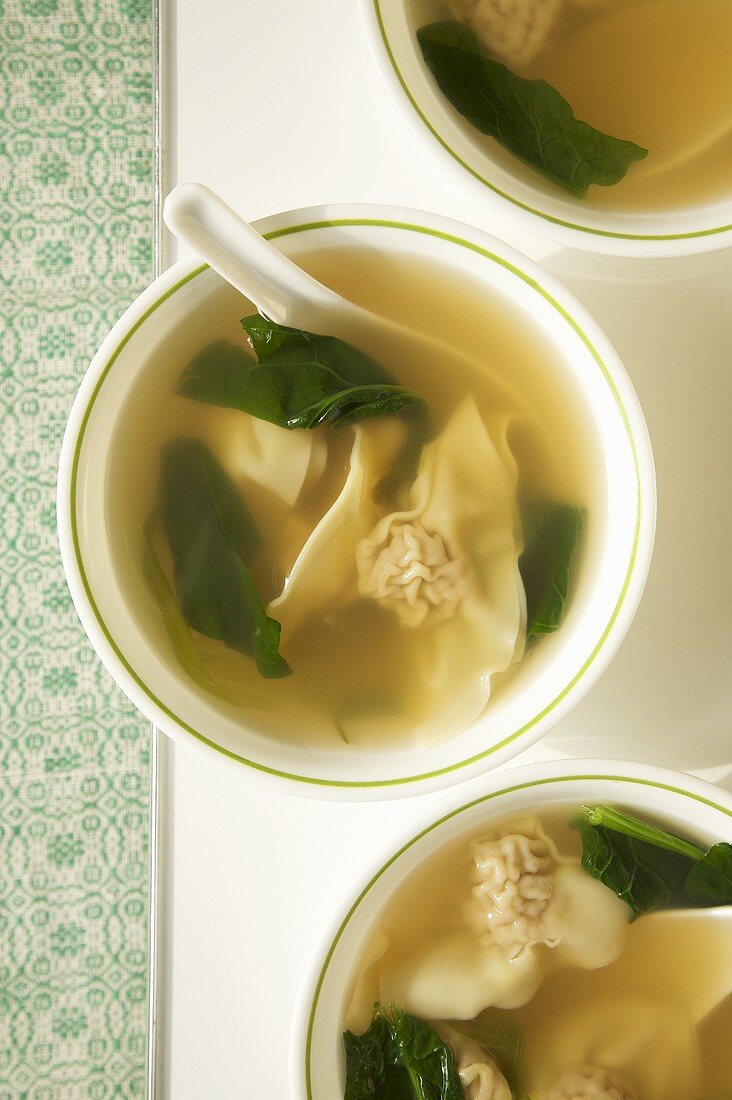 Bowls of Wanton Soup; From Above