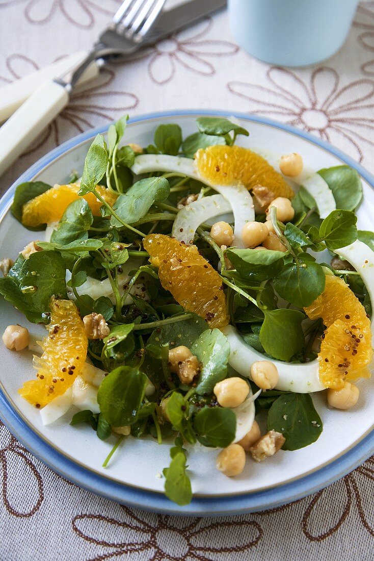 Fennel and Watercress Salad with Oranges and Chickpeas