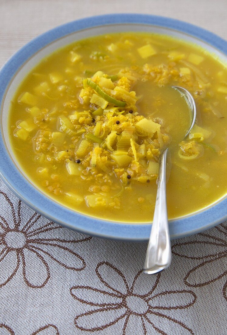 Linsen-Lauch-Suppe mit Pastinaken