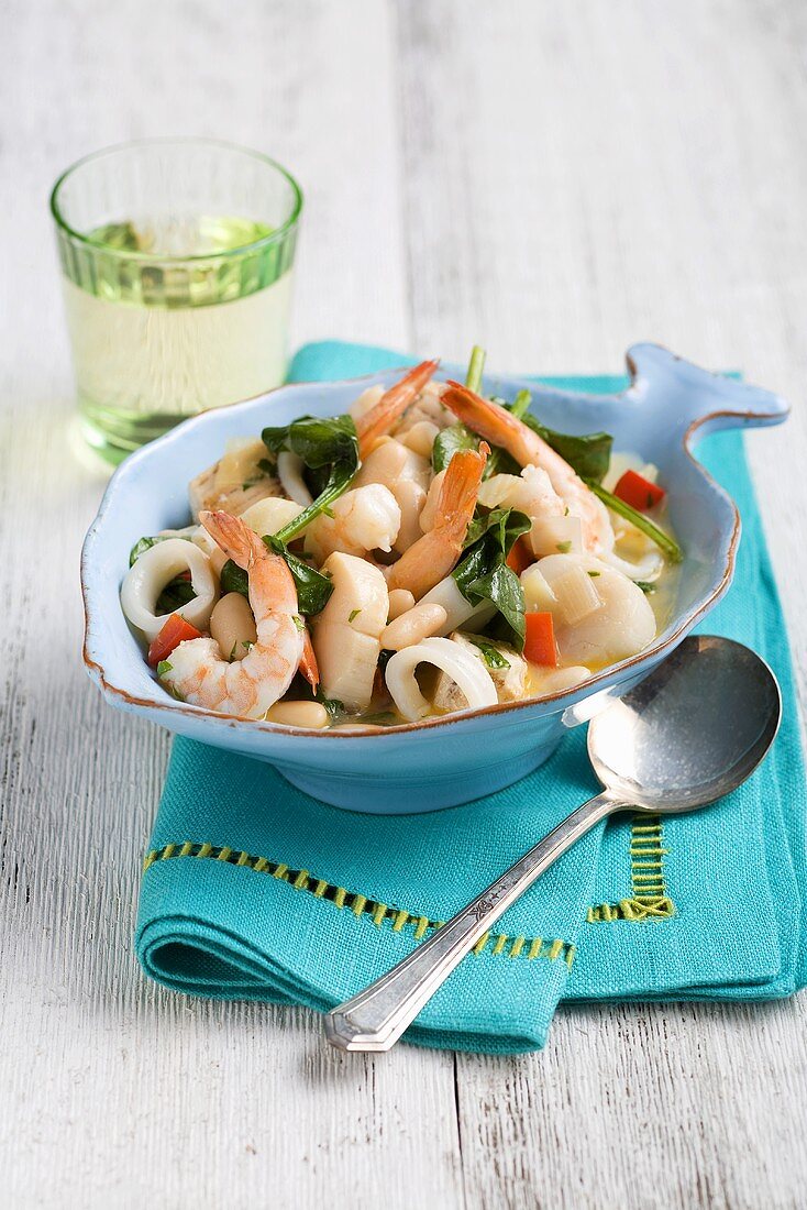 Seafood Casserole in Fish Shape Bowl