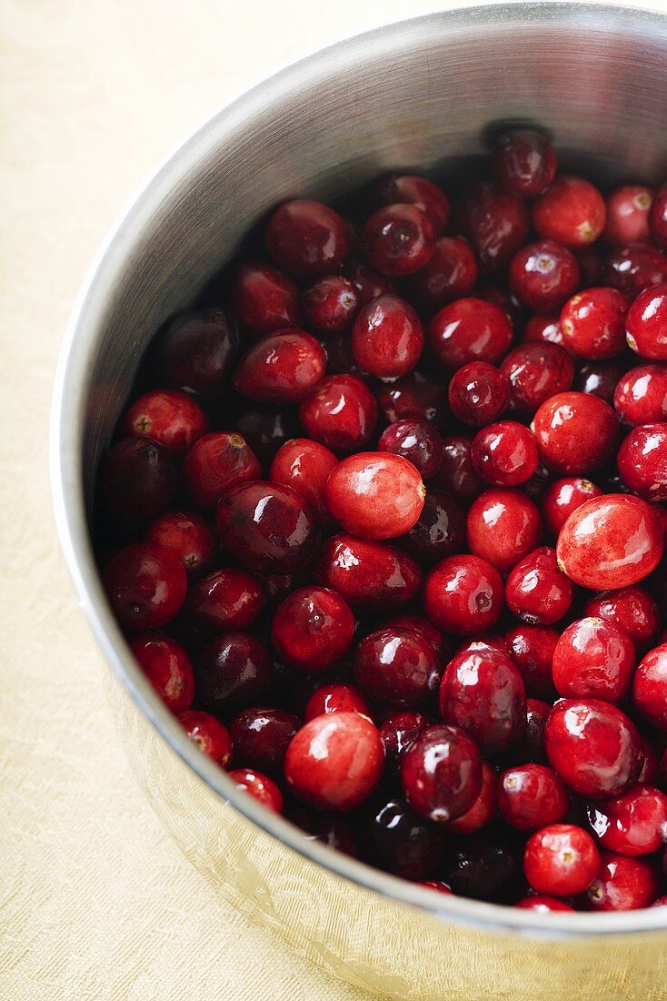 Bio-Cranberries in einem Topf