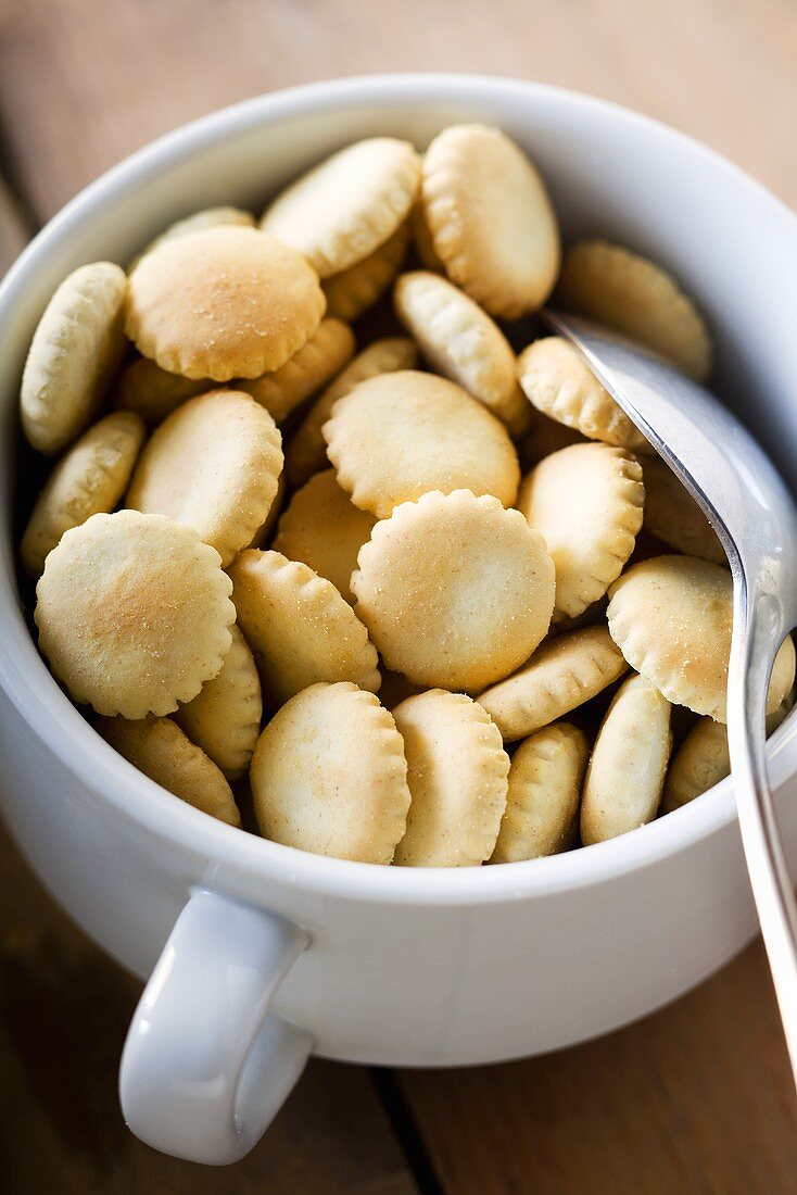 Cup of Oyster Crackers with Spoon