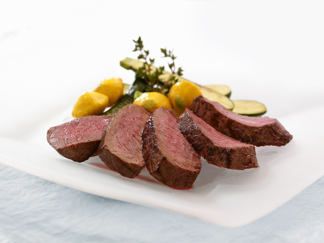 Sirloin Steak in Scheiben geschnitten