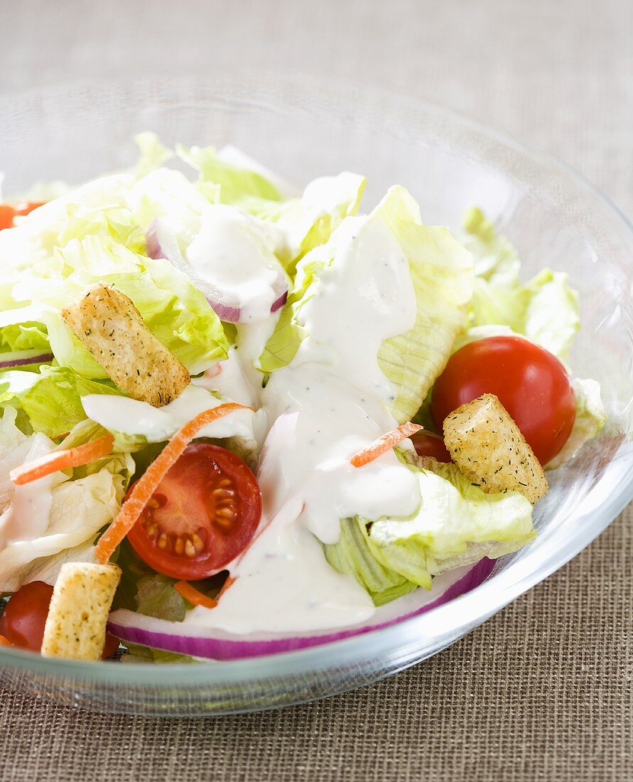Garden Salad with Blue Cheese Dressing