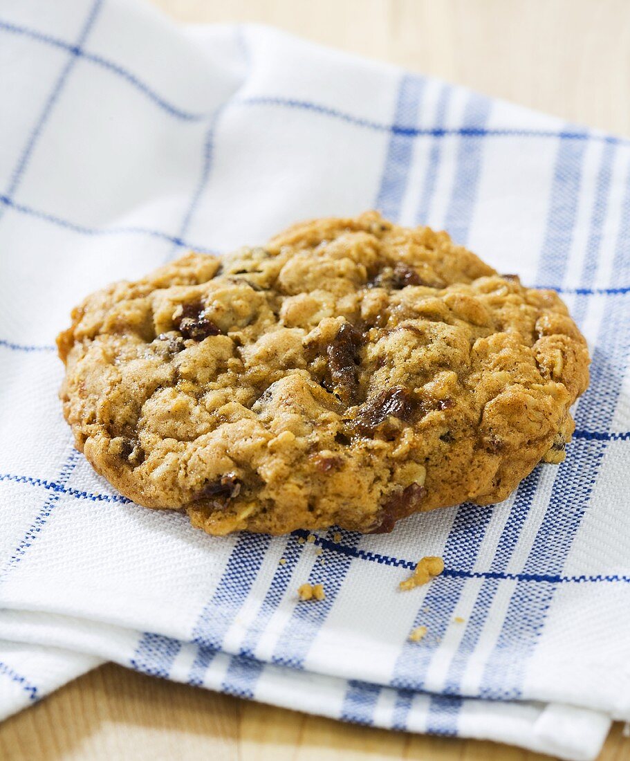 Oatmeal Raisin Cookie on Folded Towel