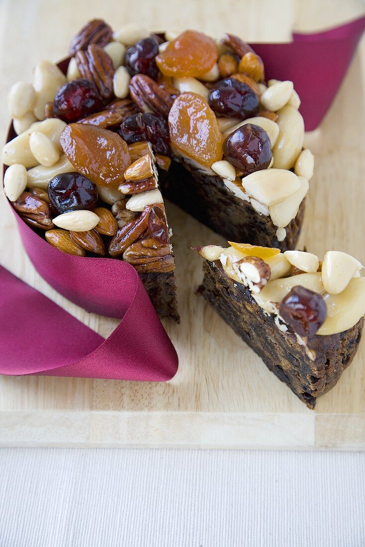 Fruit and Nut Cake; Slice Removed