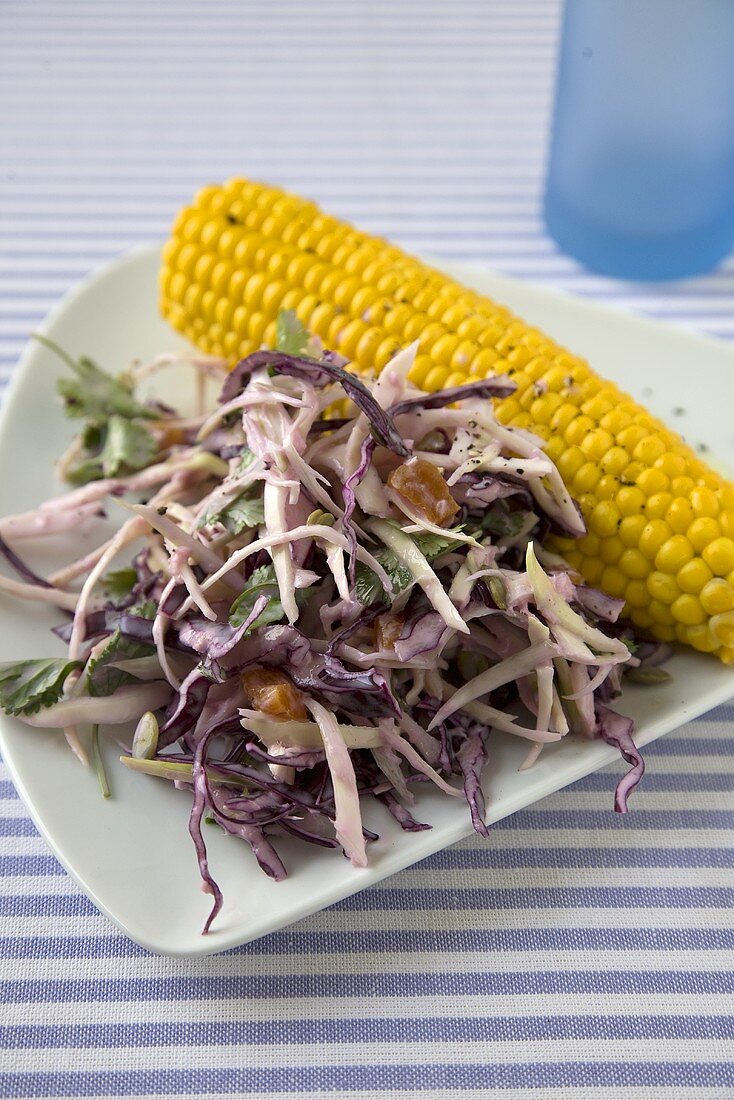 Ginger Coleslaw with Corn on the Cob