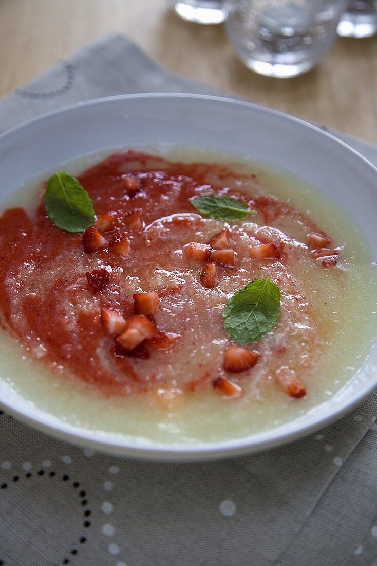 Iced Melon and Strawberry Soup