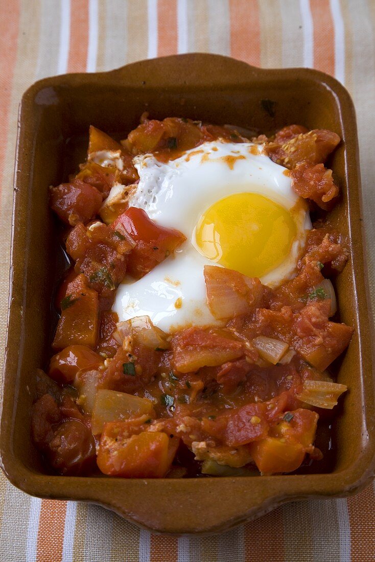 Huavos Rancheros; Eggs Cooked in Tomatoes and Peppers