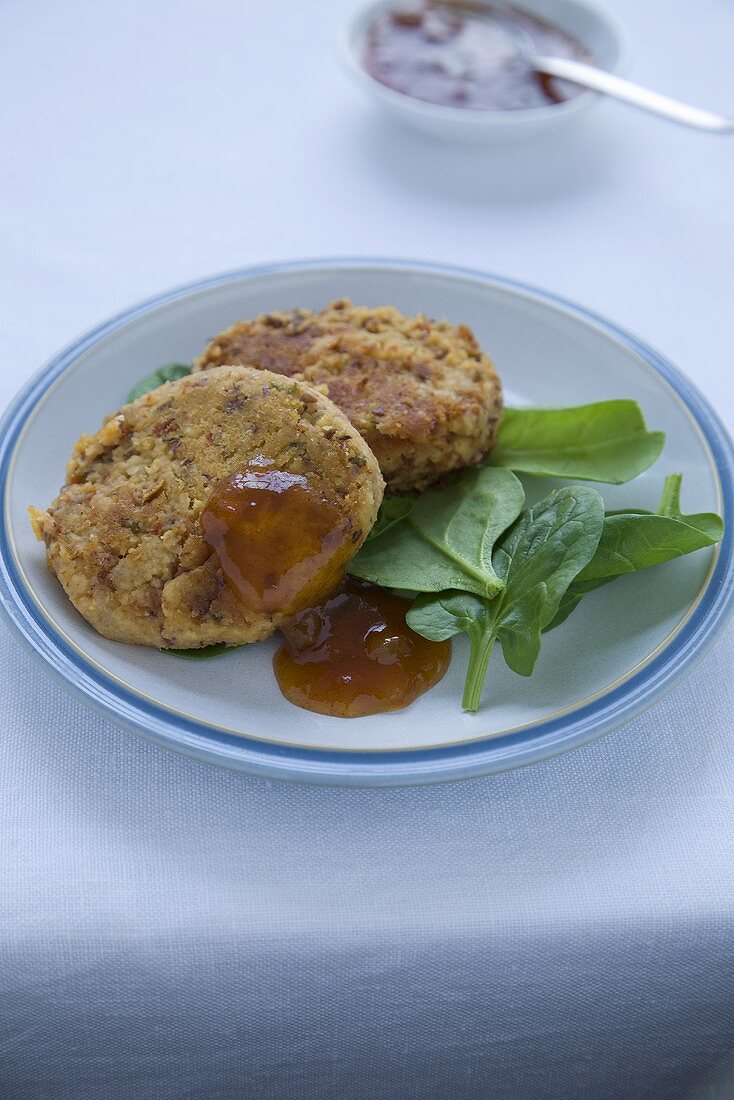 Chickpea Patties with Baby Spinach