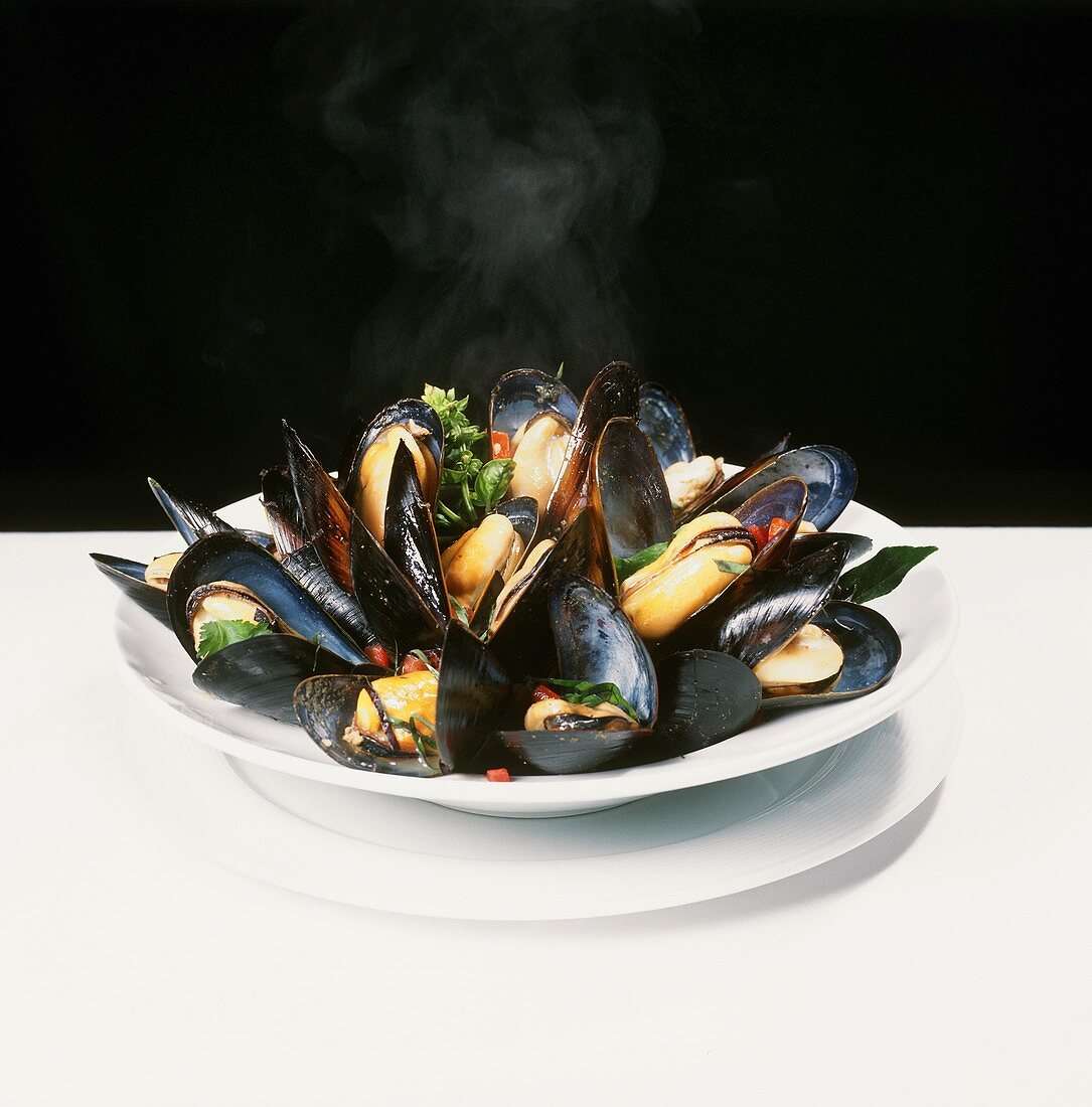 Plate of Steamed Mussels