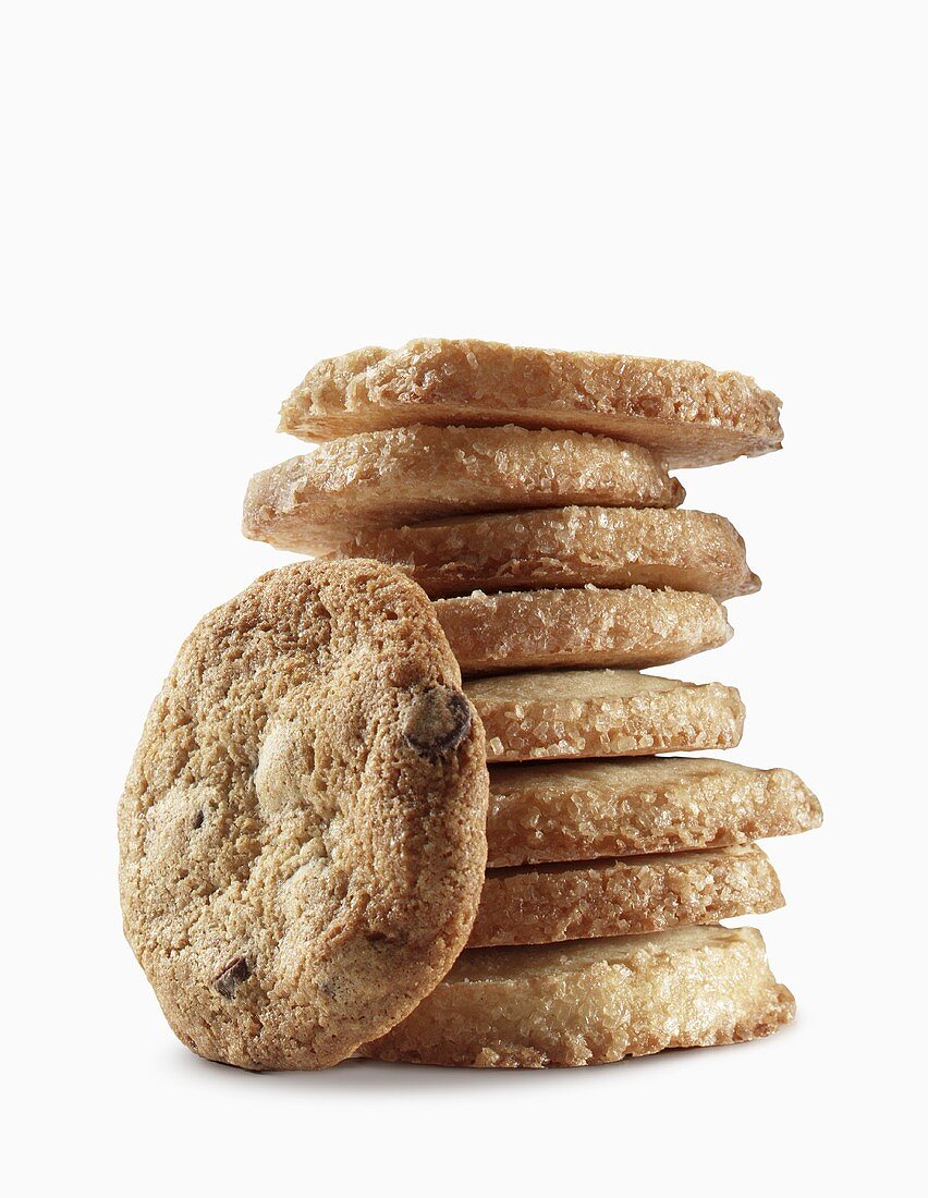 Stack of Cookies on a White Background