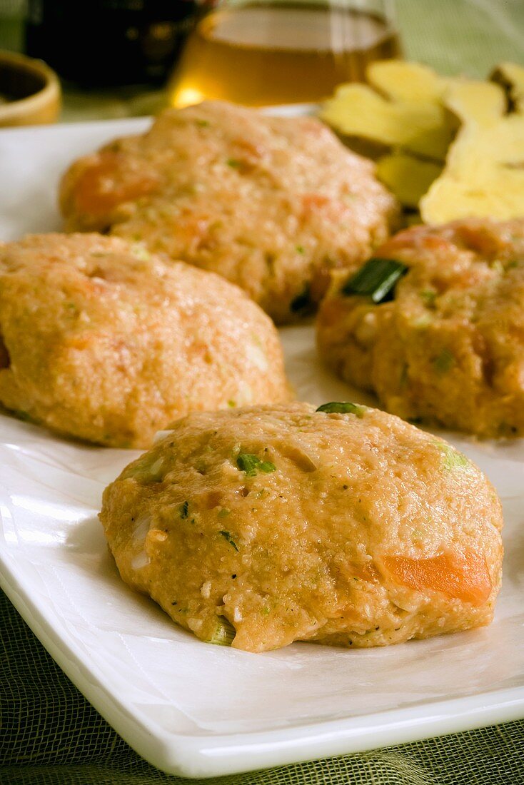 Raw Salmon Burgers Ready to be Cooked