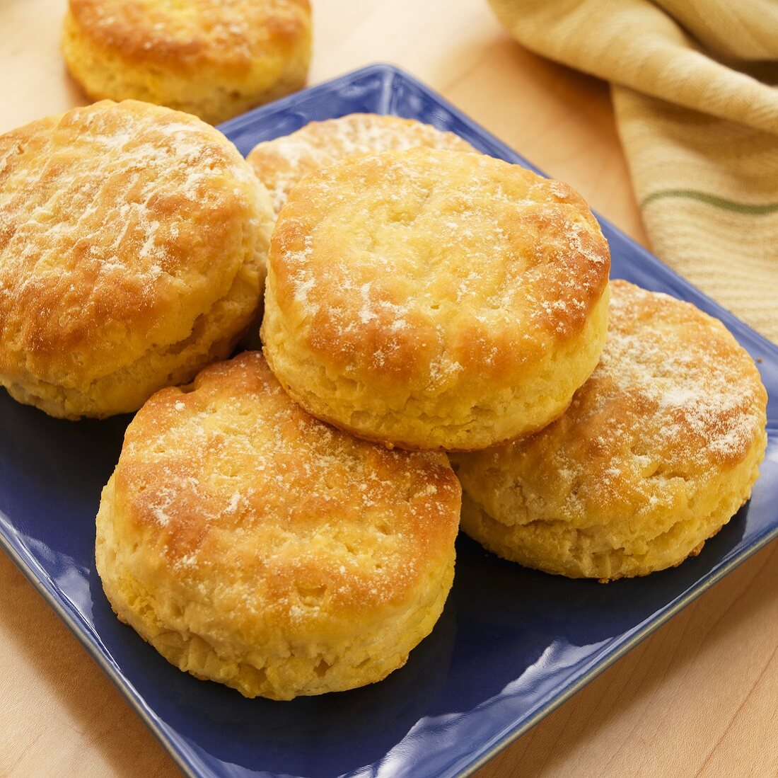Buttermilk Biscuits on a Blue Plate