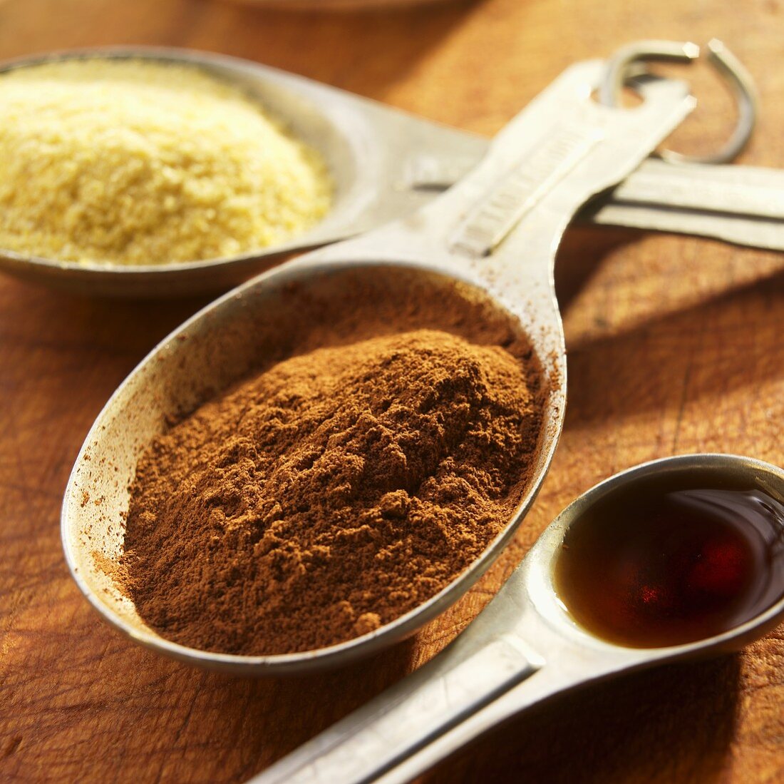 Vanilla, Cinnamon and Cornmeal in Antique Measuring Spoons
