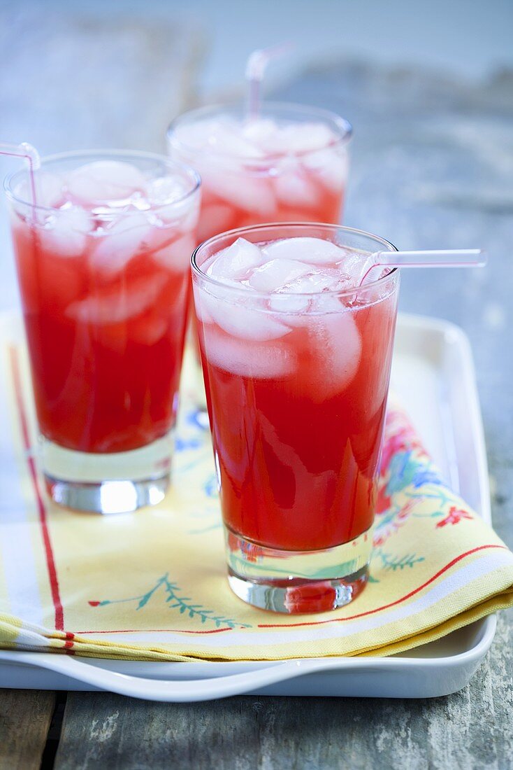 Three Glasses of Raspberry Lime Rickies 