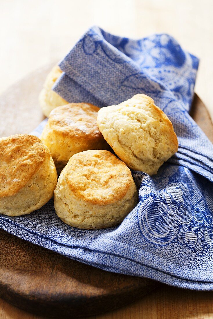 Homemade Buttermilk Biscuits on Cloth Napkin