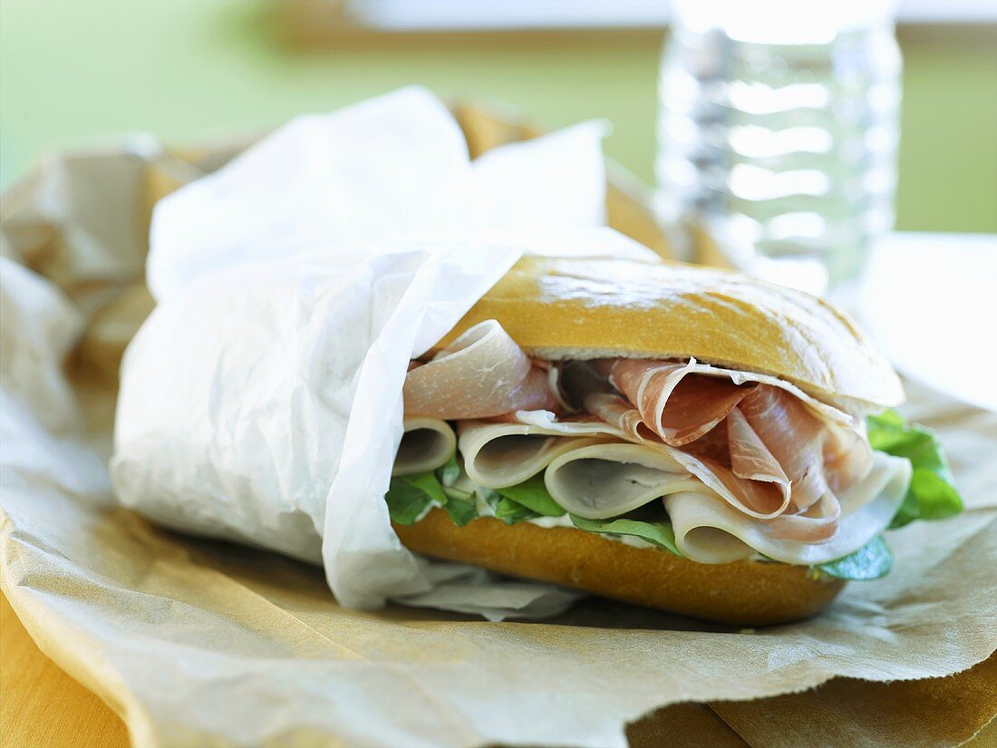Sub Sandwich Wrapped in Paper