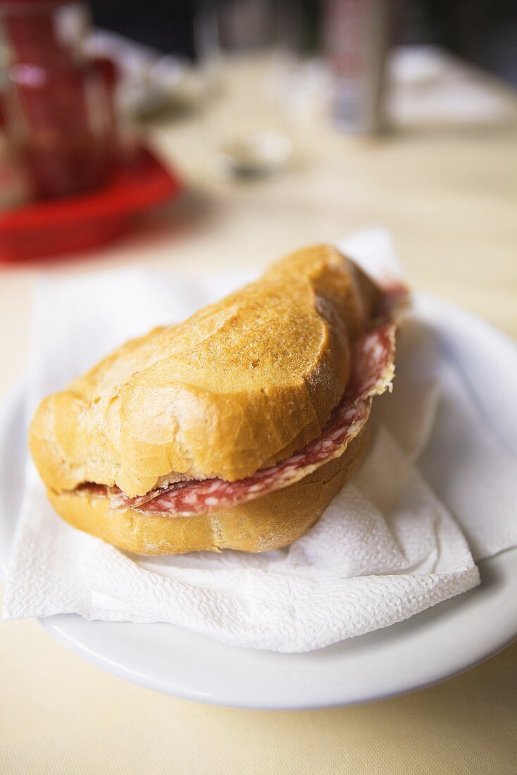 Panino al salame (Salami and Provolone in bread roll, Italy)