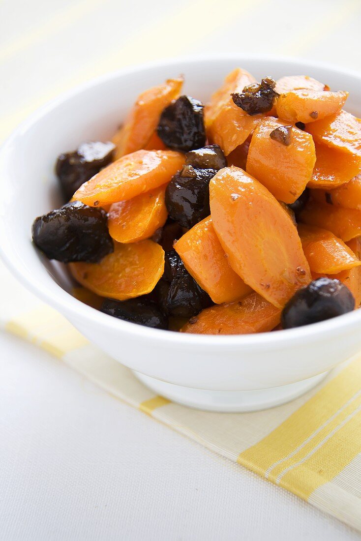Bowl of Roasted Carrots with Chestnuts