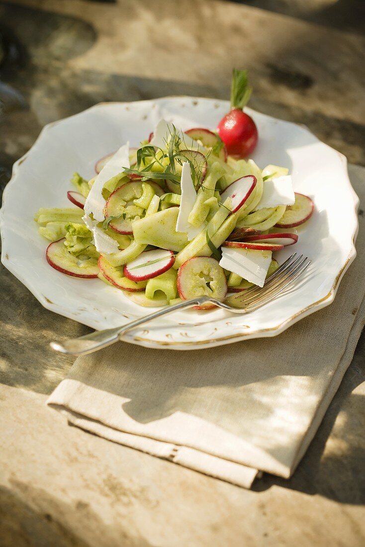 Insalata romana (Sellerie-Fenchel-Salat mit Ricotta salata)