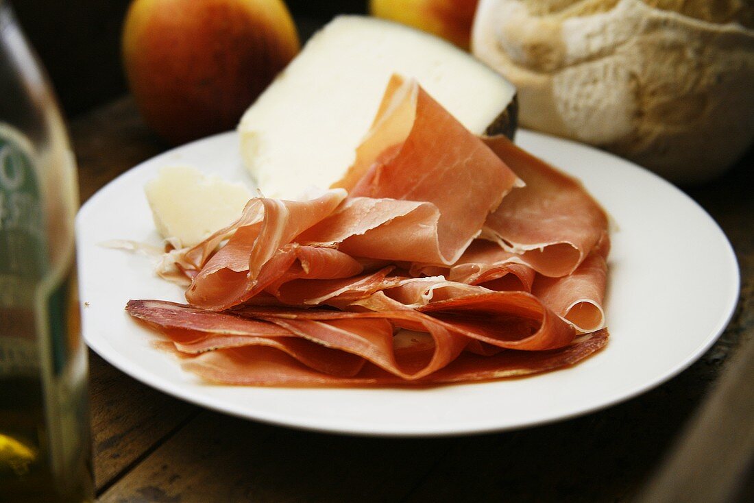 Italian ham and cheese on plate