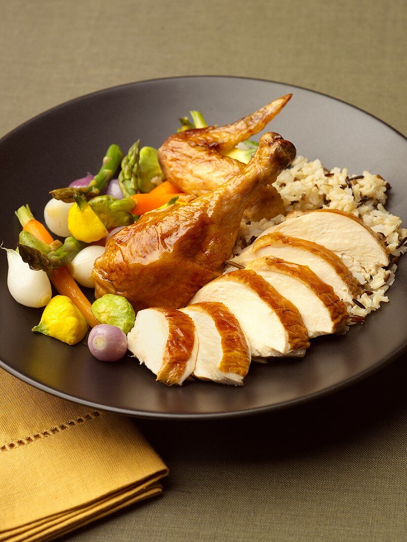Chicken with Rice Pilaf and Vegetables