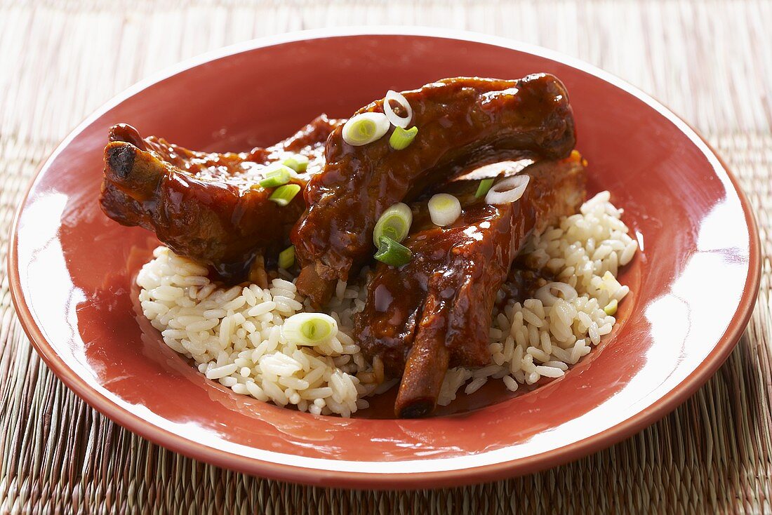 Slow Cooked Asian Styled Ribs Over Rice