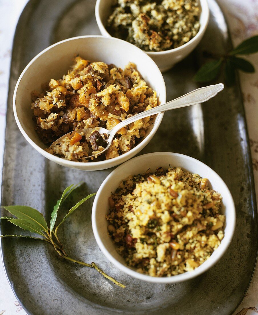 Three Bowls of Assorted Stuffing