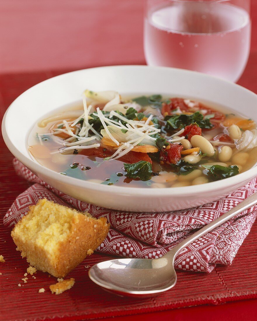 Southern White Bean Vegetable Soup with Corn Bread
