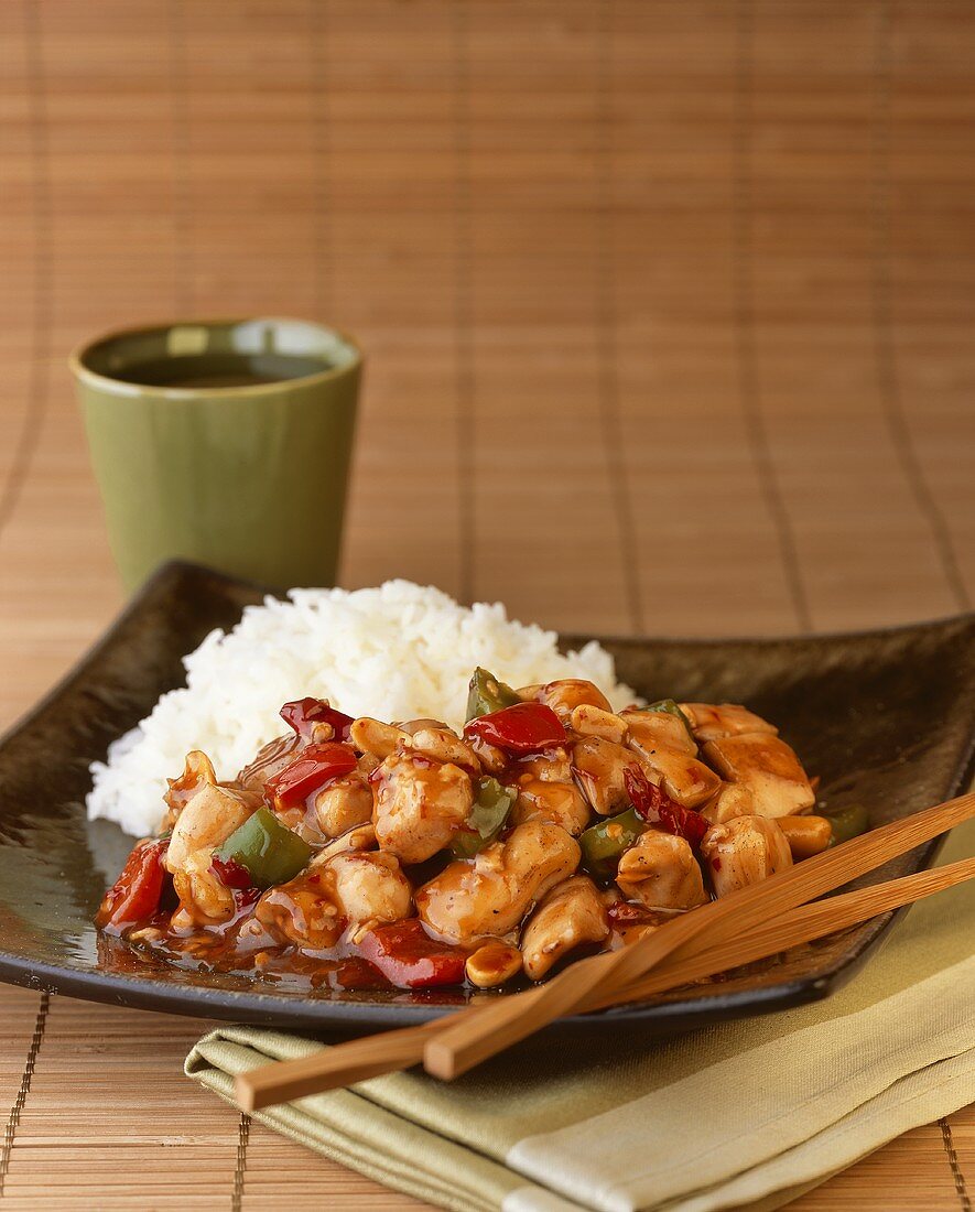 Chicken Stir Fry with Rice; Chopsticks