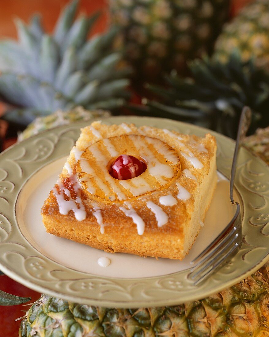 Piece of Pineapple Cake with Icing
