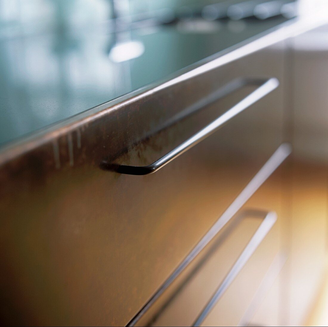 Detail of a drawer in a drawer in a base cabinet