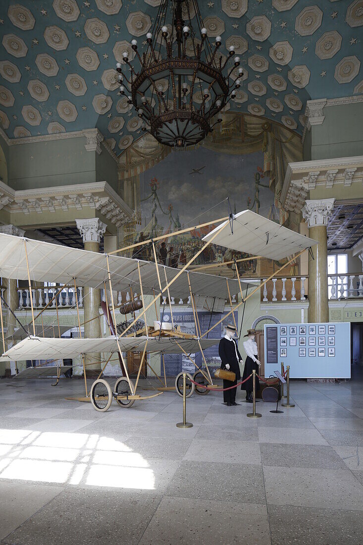 Aerospace museum at the former airport Spilve, replica of a Farman-4 from 1910, Daugau Grivas Iela 140, sport airfield Spilve, Riga, Latvia