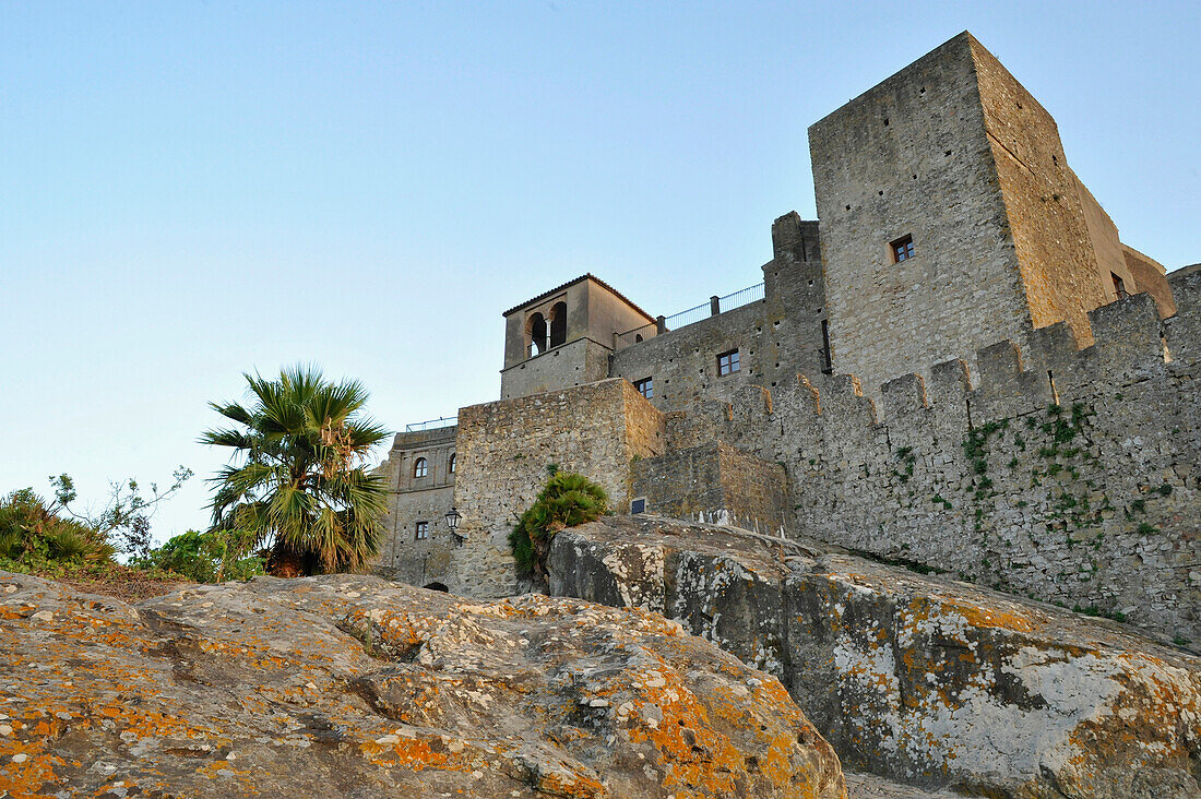 Old moorish fort and the old town on top of a mountain, Castellar de la Frontera, Andalusia, Spain