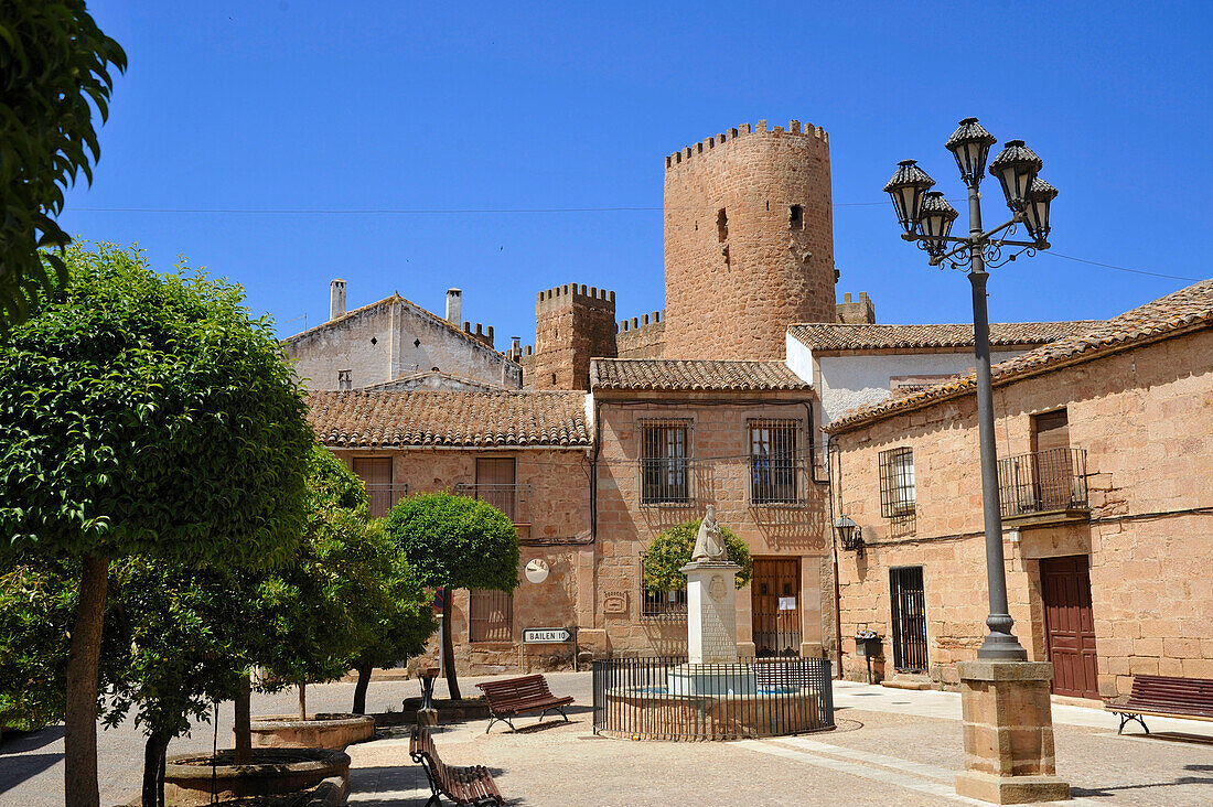 Town square in the old town of Banos de la Encina, Andalucia, Spain