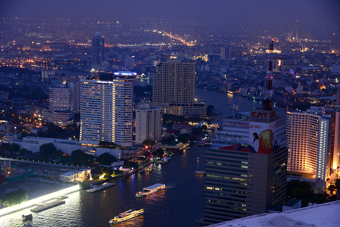 View from Lebua House in the Bangrak quarter towards the river, Bangkok, Thailand