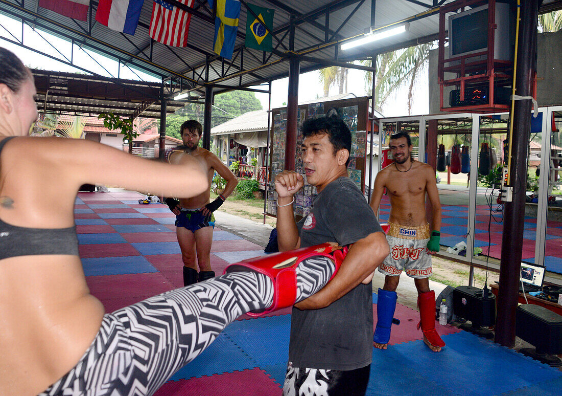 Thaiboxen Muay Thai bei Master Chin in Thong Sala, Südküste, Insel Pha Ngan, Golf von Thailand, Thailand